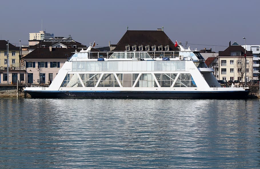ship traffic, ferry, car ferry, euregia, port, lake constance HD wallpaper