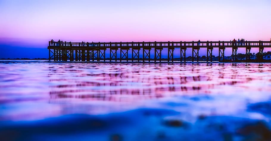 silhouette photography of dock on water, walnut beach, connecticut HD wallpaper
