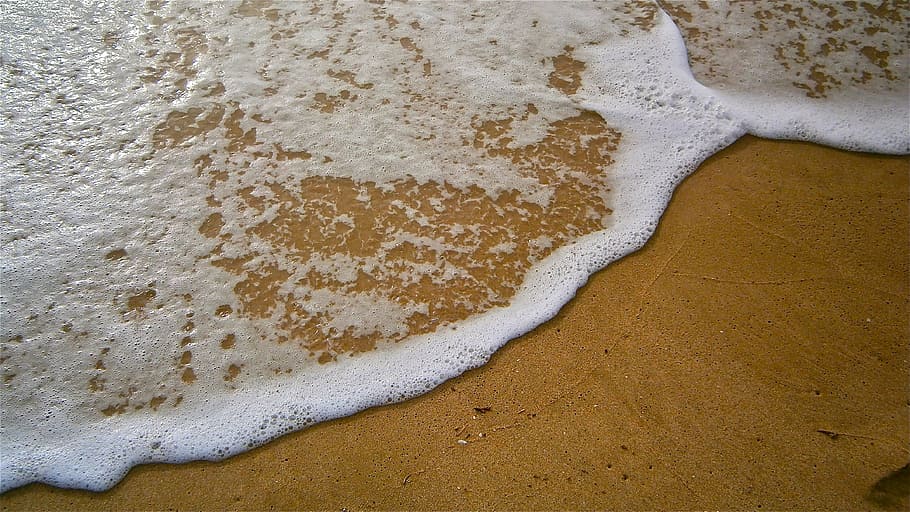 sea, beach, foam, wave, sand, water, nature, ocean, land, surfing HD wallpaper