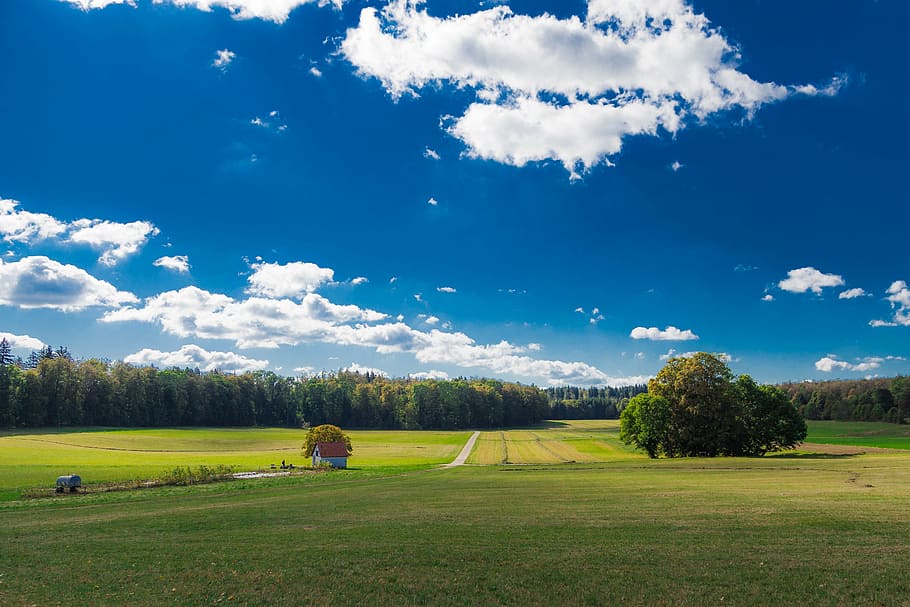 landscape, sky, nature, clouds, contrast, agriculture, field HD wallpaper