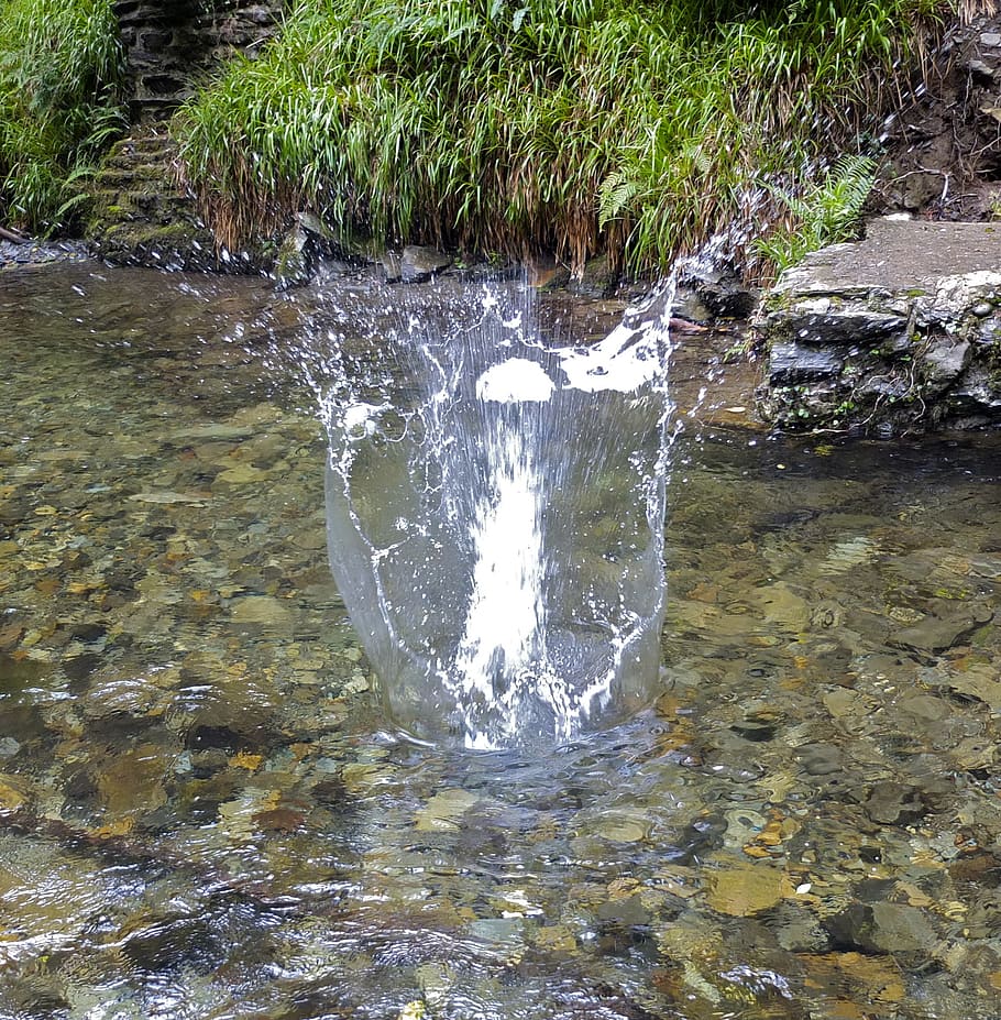 water, bach, river, inject, stone, explosion, nature, drip HD wallpaper