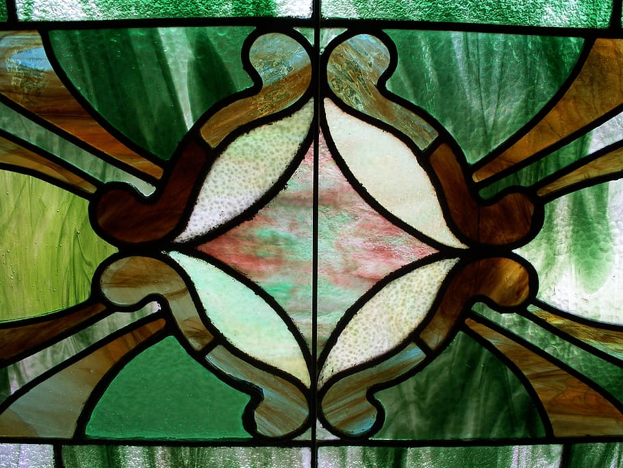 stained-glass, green, window, pattern, colorful, design, church HD wallpaper