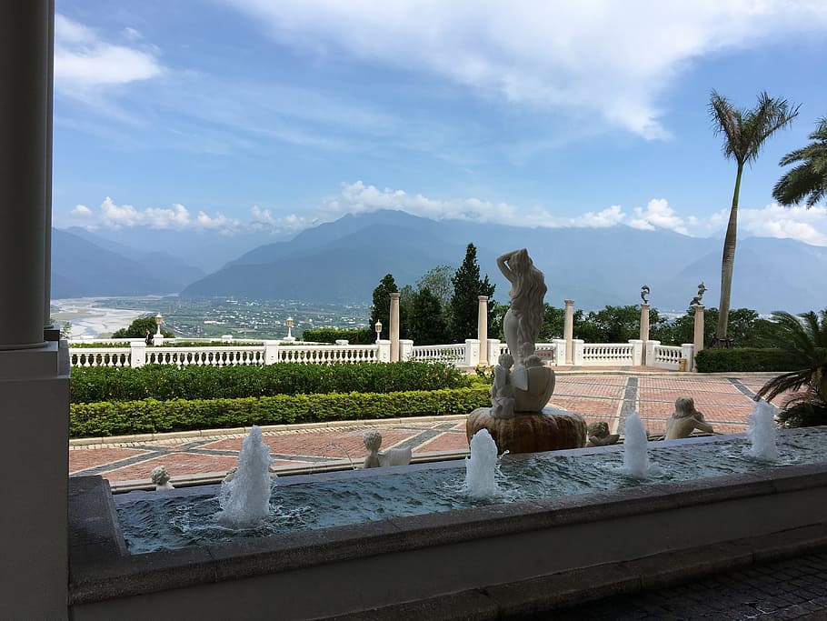 for joy, landscape, statue, sky, mountain, cloud - sky, tree HD wallpaper