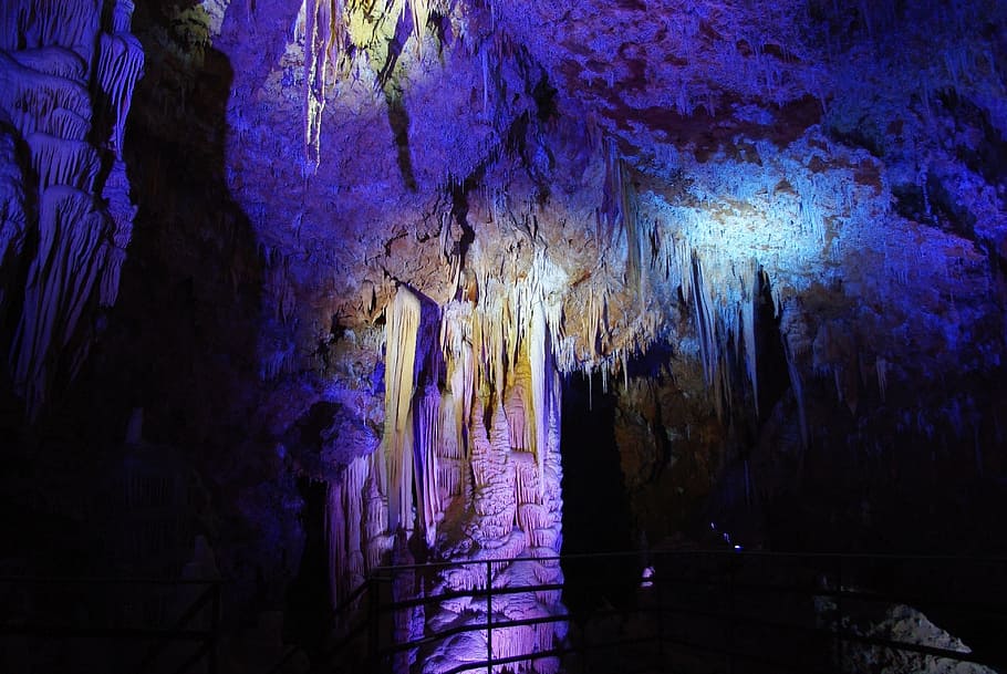 cave, stalactite, stalagmite, underground, indoors, geology HD wallpaper