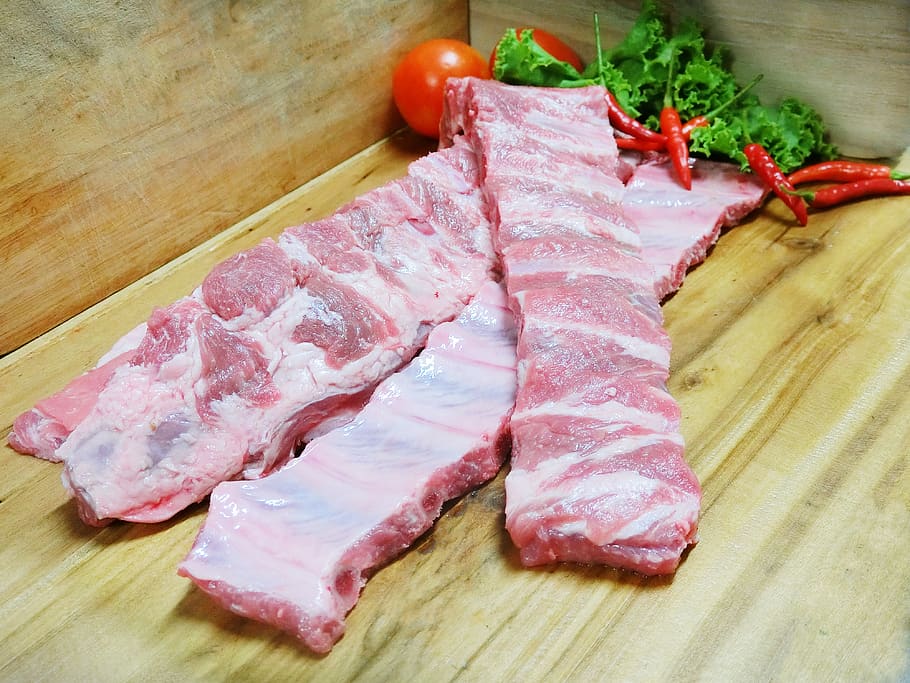 pig, pork, meat, pork steak, delicious, rib, food, food and drink, HD wallpaper