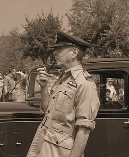 war, soldier, general, pipe, man, army, car, vintage, battle HD wallpaper