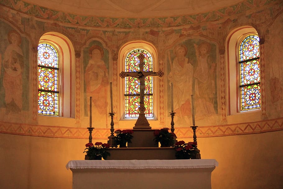 church, building, altar, window, art, mural, luegde, kilian HD wallpaper