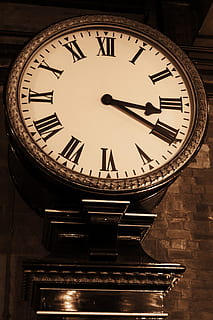 round white analog clock, aged, ancient, antique, arrow, deadline HD wallpaper
