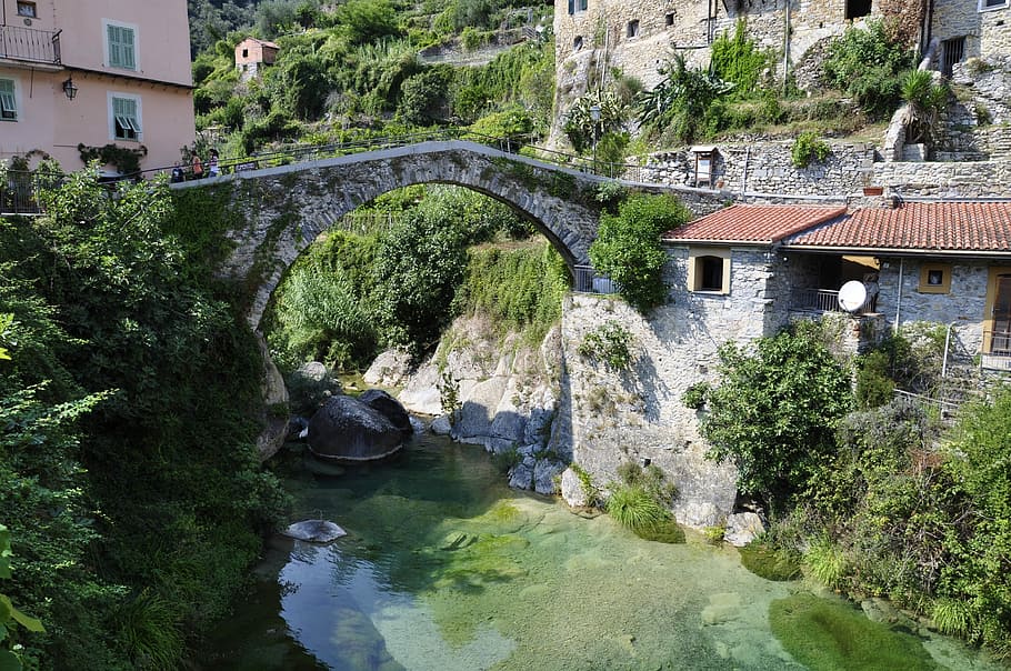 waters, river, travel, bridge, liguria, architecture, built structure HD wallpaper