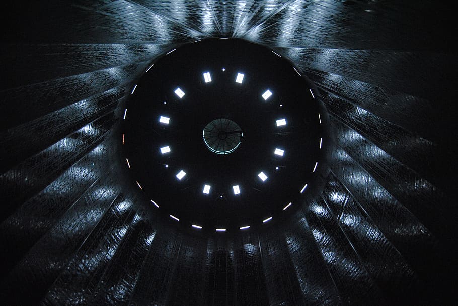 gasometer, cathedral, black, ceiling, illuminated, indoors HD wallpaper