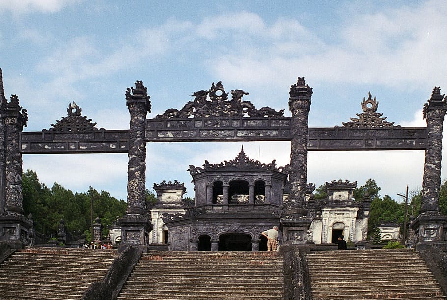 person standing near ruins, dan ang, vietnam, asia, vietnamese, HD wallpaper