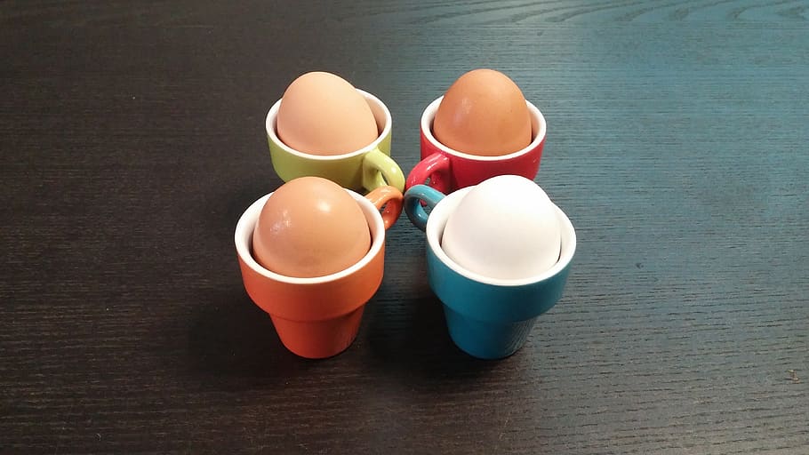 eggs, cups, cuisine, still life, table, indoors, no people HD wallpaper