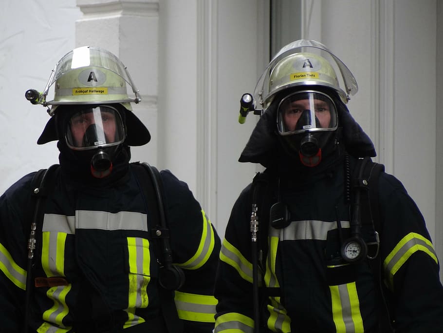 fire, respiratory protection, fire fighter, delete, use, portrait HD wallpaper