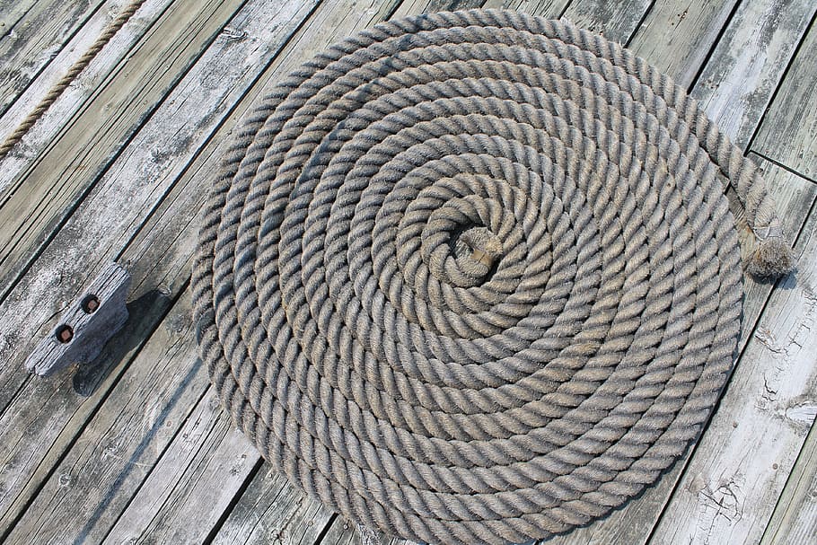 round brown rope on brown pallet surface, sailing, ship, nautical HD wallpaper