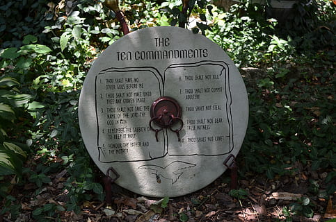 round The Ten commandments tablet near green plants during daytime HD wallpaper