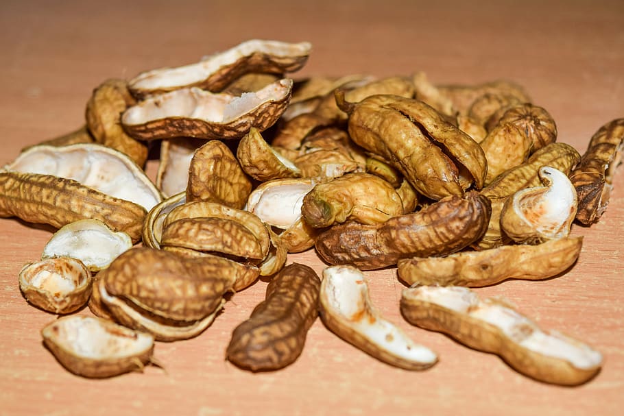 peanuts, nutshells, brown, organic, cracked, food, food and drink HD wallpaper