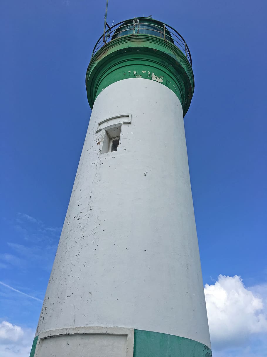lighthouse, sea, water, side, sky, building, maritime, port HD wallpaper