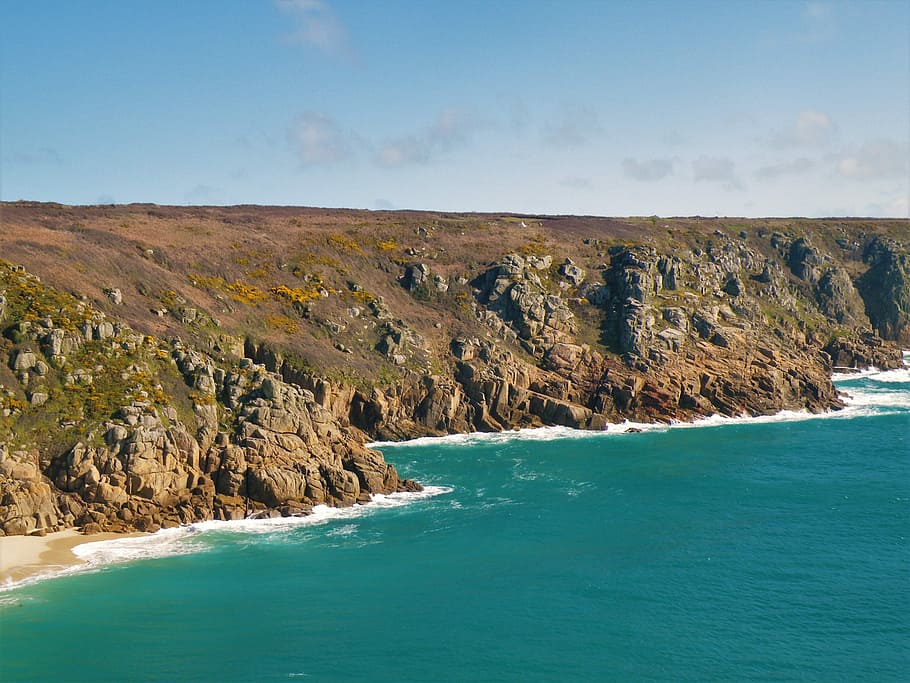 Coast, Cornwall, Uk, England, Water, Sky, sea, nature, coastline HD wallpaper