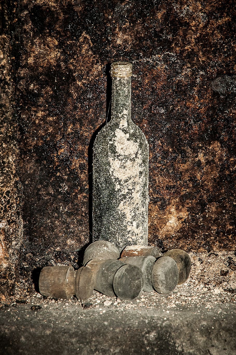 old wine bottle, cellar, mold, forget, container, glass - material HD wallpaper