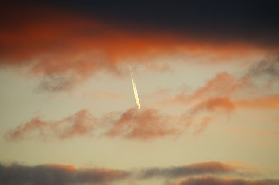 sky, contrail, sunset, clouds, cloud - sky, vapor trail, scenics - nature HD wallpaper