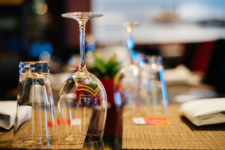 selective focus photo of clear drinking and wine glass, glasses HD wallpaper