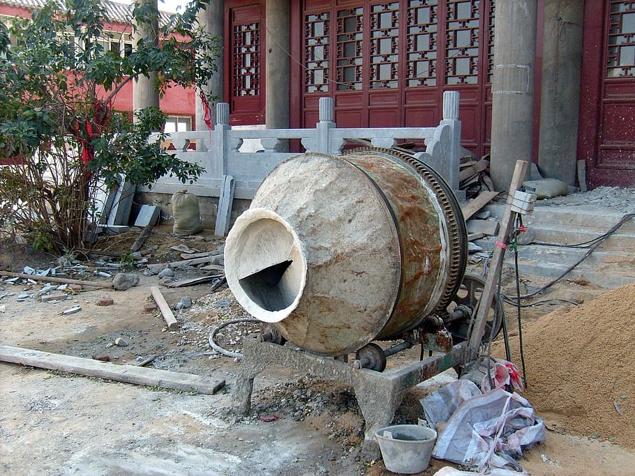 mixer, cement, portable, machine, building, masonry, concrete HD wallpaper