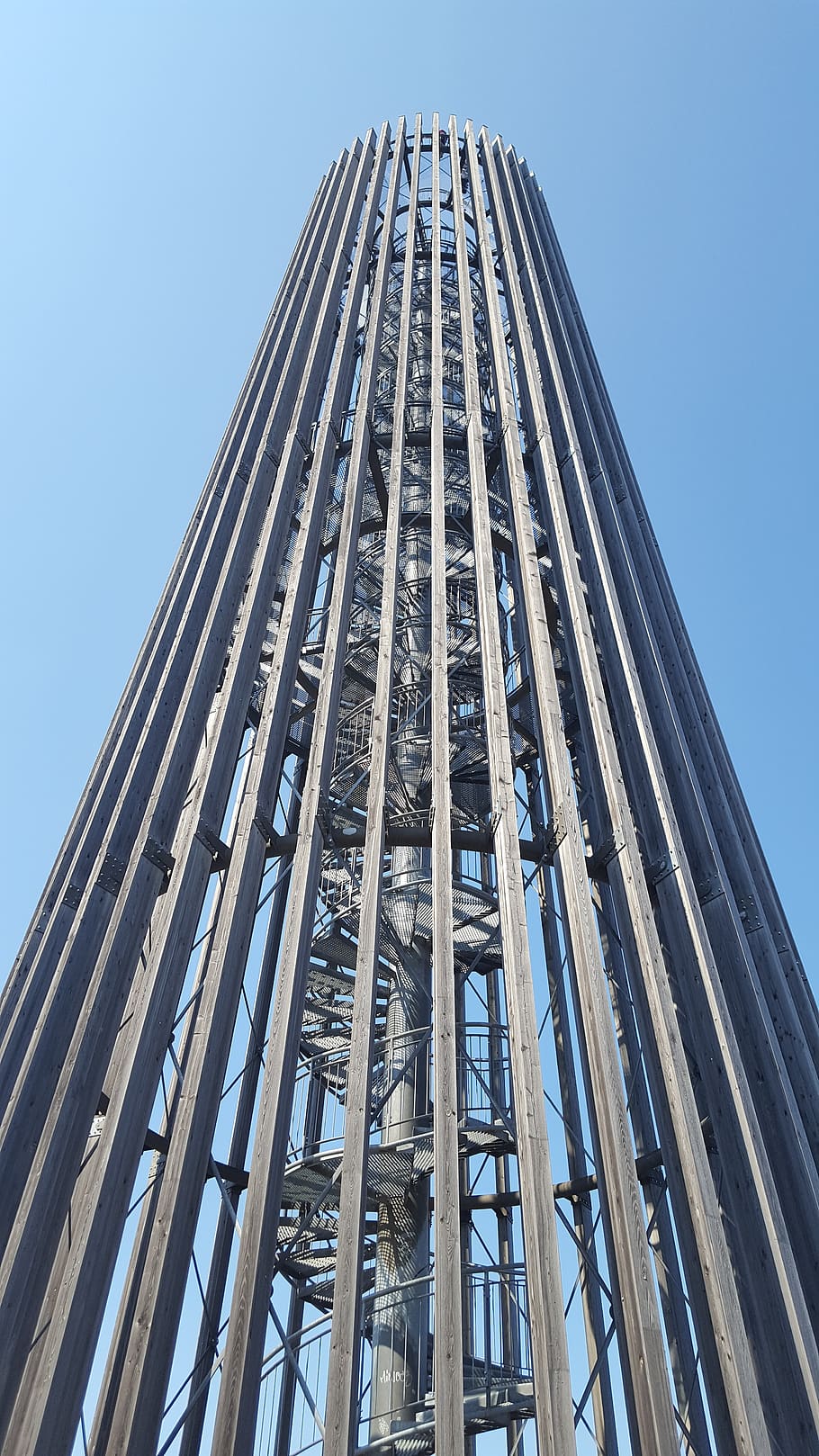 tower, view, sky, building, high, architecture, low angle view HD wallpaper