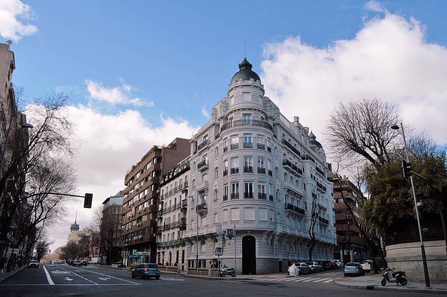 madrid, architecture, spain, sky, building exterior, transportation HD wallpaper