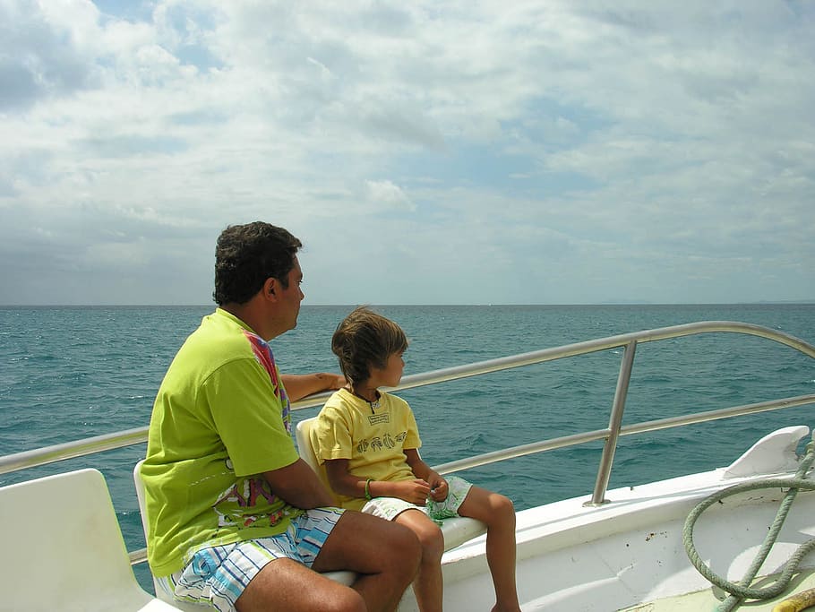 people, dad, boy, ship, holidays, water, men, nautical vessel HD wallpaper