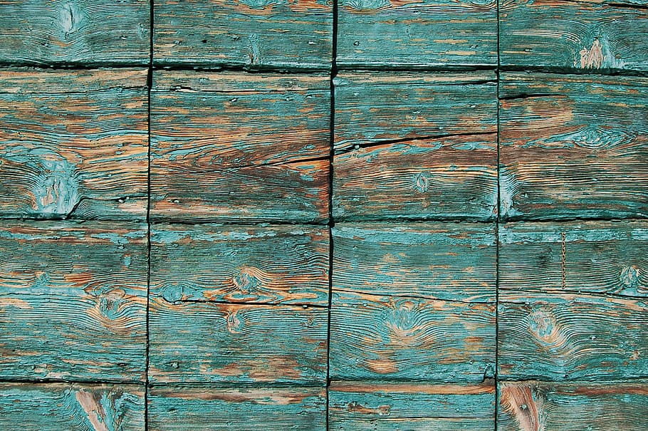 teal and brown abstract painting, closeup, photo, green, wooden