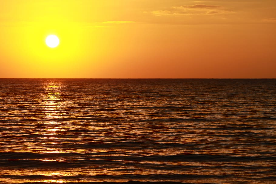 sunrise, sunset, ocean, beach, landscape, scenic, sunlight HD wallpaper