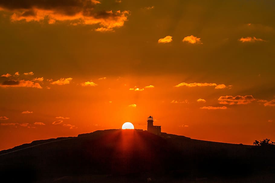 landscape photography of sunset, beachy head, lighthouse, sky, HD wallpaper