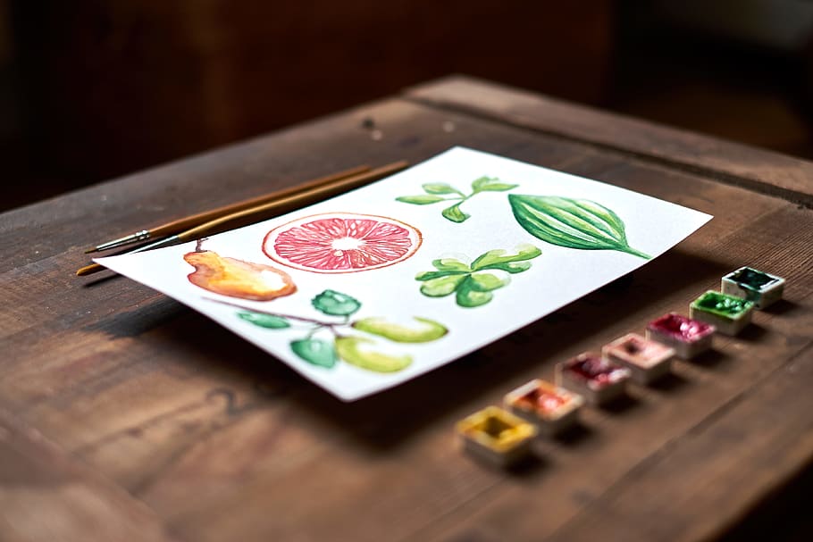 variety of fruits painting on top of table, painting of fruits HD wallpaper