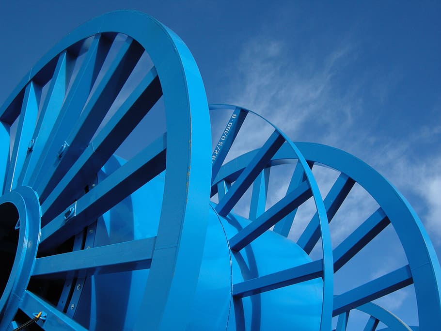 blue, wheel, sky, built structure, architecture, no people HD wallpaper