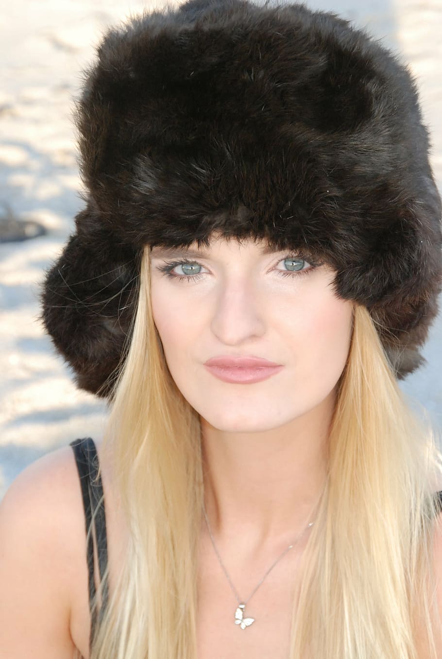 russian, hat, beach, model, blue, eyes, makeup, lips, fresh HD wallpaper