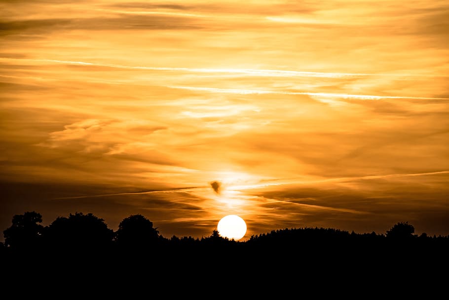 silhouette of sunset, Setting Sun, abendstimmung, sky, nature HD wallpaper