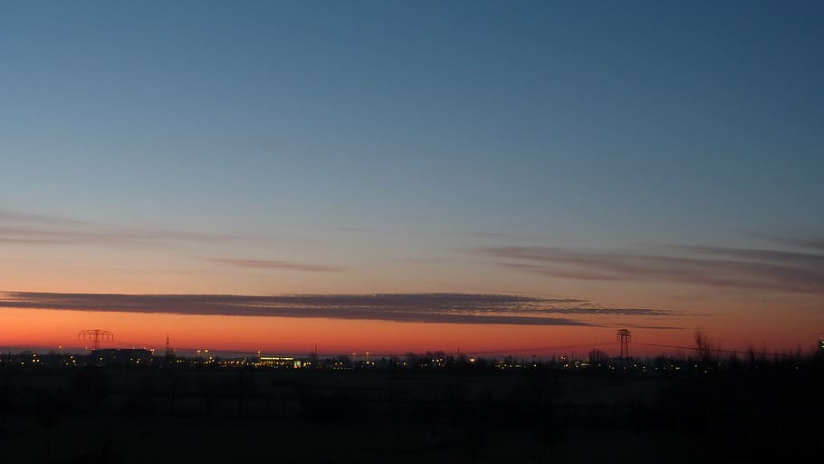 sky, red, afterglow, sunset, abendstimmung, evening sky, clouds HD wallpaper