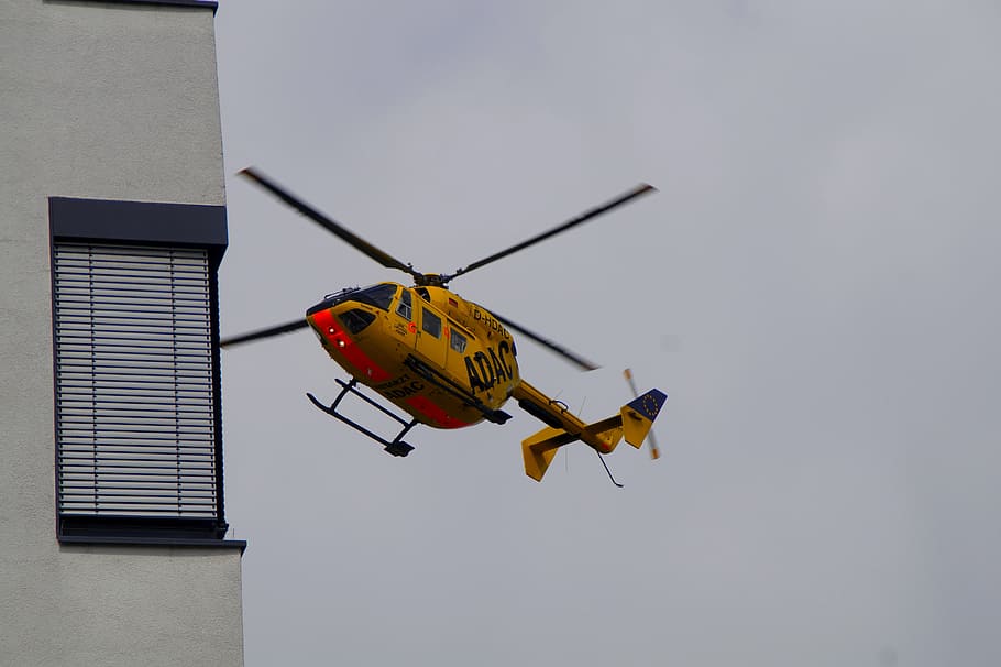 helicopter, rescue, adac, fly, use, air rescue, rescue helicopter HD wallpaper