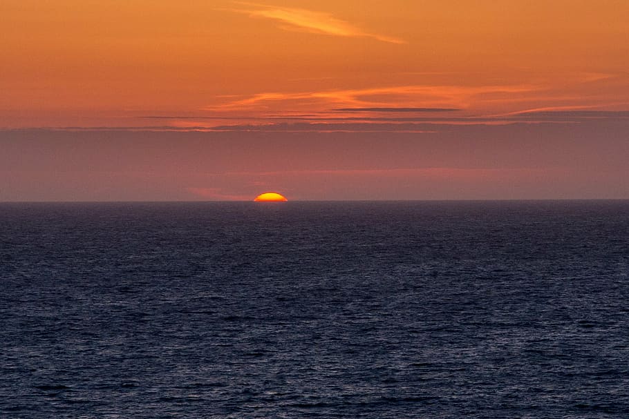 sunset, cornwall, south gland, sea, nature, blue, sky, scenics HD wallpaper