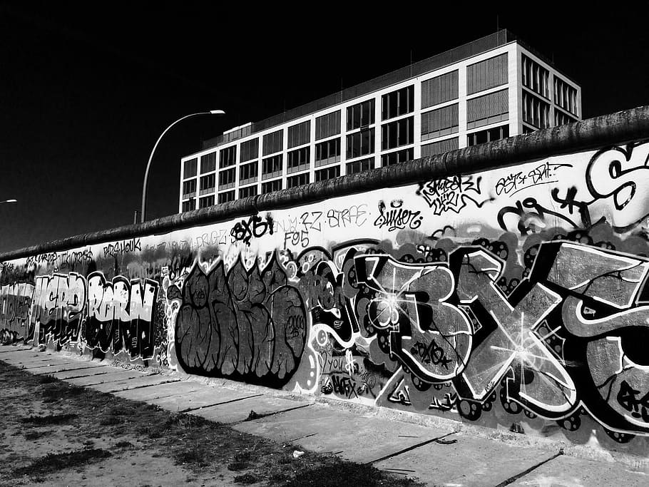 Germany, Berlin, Wall, Graffiti, Europe, capital, city, black, HD wallpaper