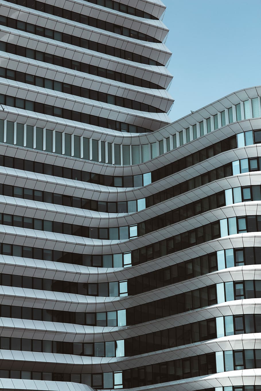 building visual concept, white high-rise concrete building, architecture HD wallpaper