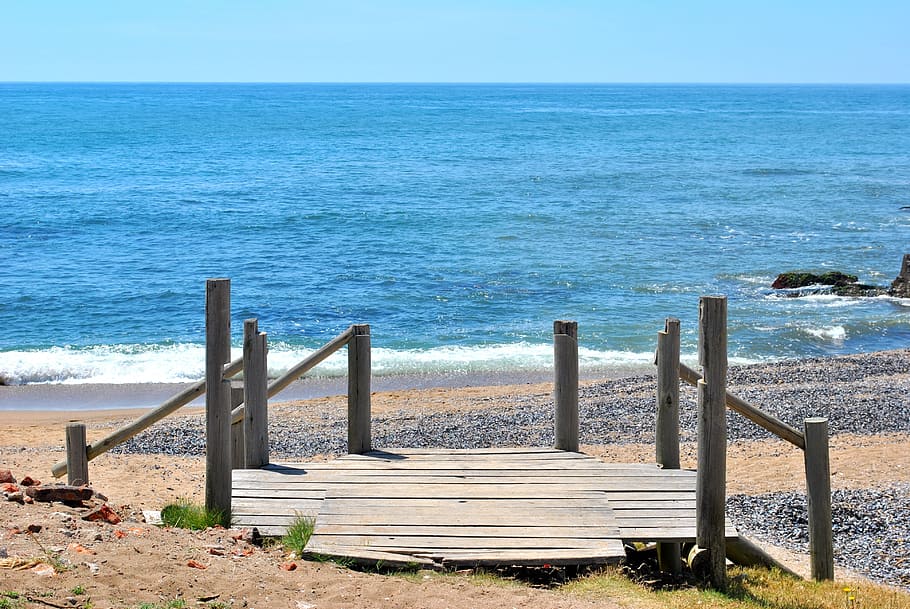 brown wooden docking pier near body of water, Sea, Bridge, Pontoon, HD wallpaper