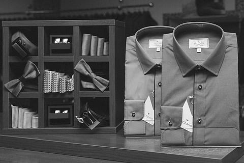 grayscale photography of two shirts and bows, collared, ties HD wallpaper