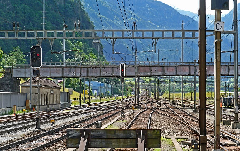 Gotthard Line, Erstfeld, Exit, South, exit south, steep track, HD wallpaper