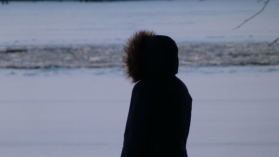 winter, alone, rest, lonely, loneliness, human, nature, silhouette HD wallpaper