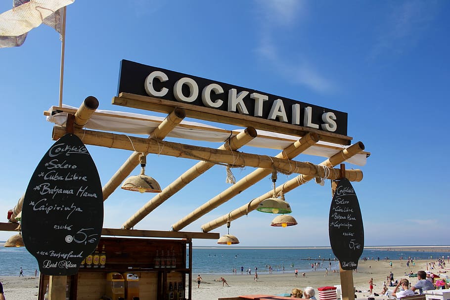 cocktail, beach, holiday, sea, borkum, summer, water, mood, HD wallpaper