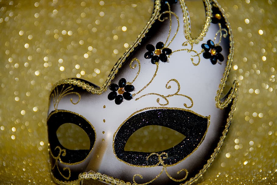 white and gray floral masquerade eye mask, panel, celebration