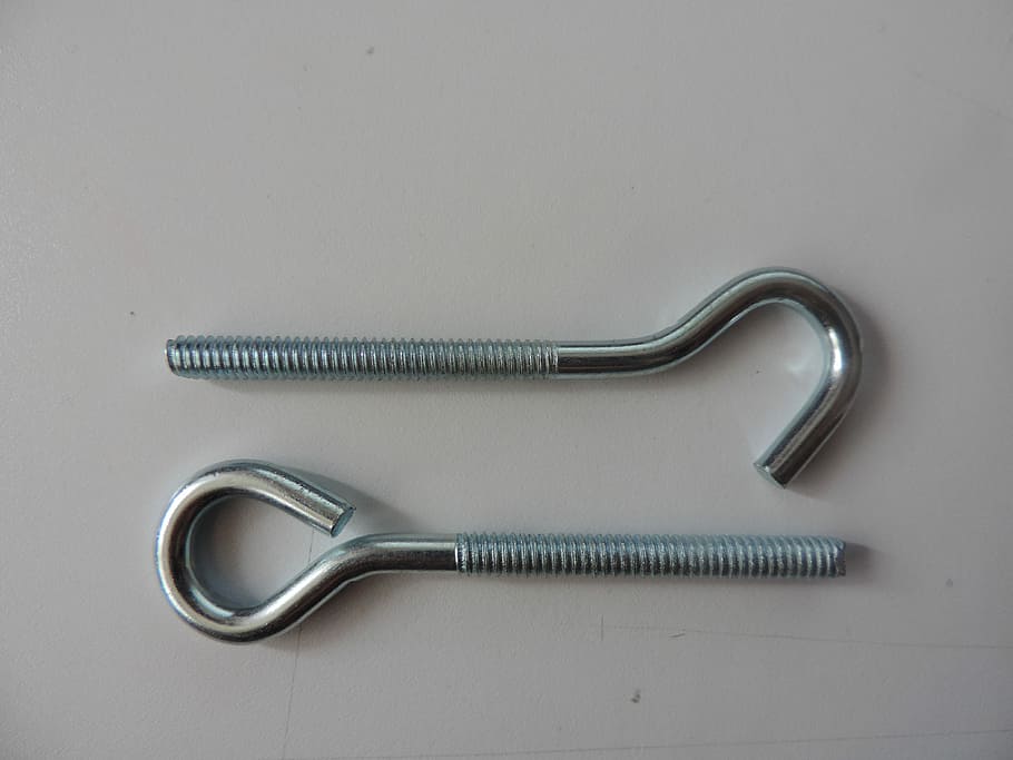 Screws, Construction, Nuts, eyebolts, silver colored, metal HD wallpaper