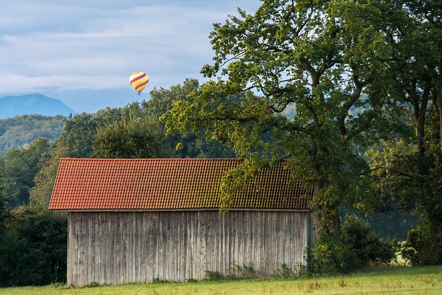 balloon, mountains, sky, clouds, alpine, hot air balloon, fly HD wallpaper