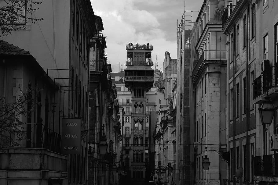Portugal, Lisbon, Monument, Elevator, gloria, portuguese, city HD wallpaper
